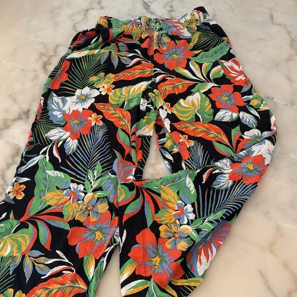 C&C California Tropical Floral Print Linen Blend Pants Sz S Multicolor Black - Picture 9 of 11